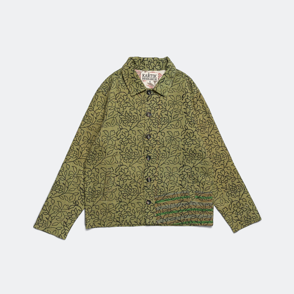 Vintage Kantha Jacket - Olive/Black Small