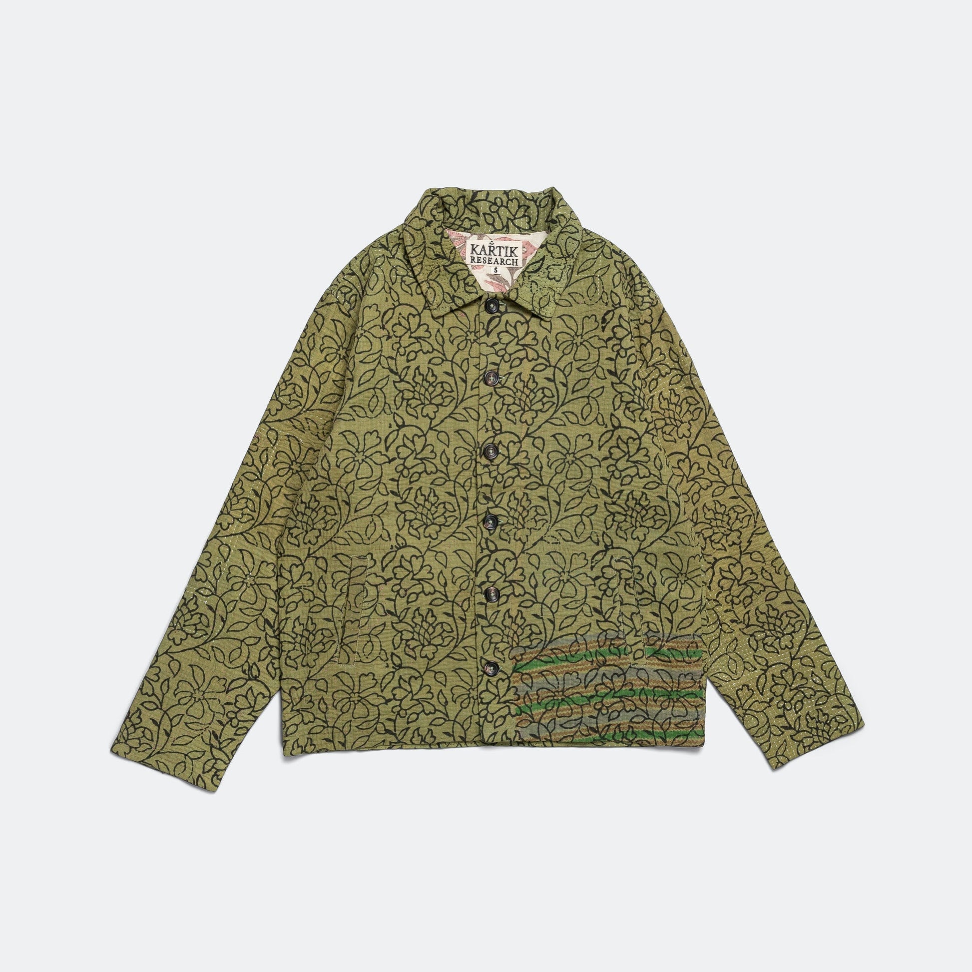 Vintage Kantha Jacket - Olive/Black Small