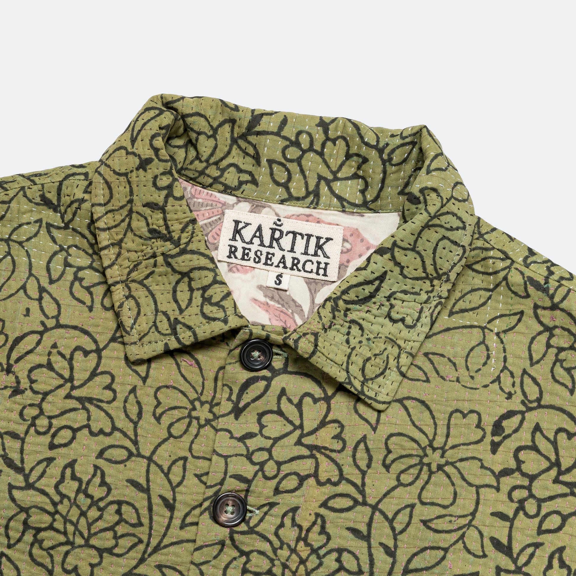 Vintage Kantha Jacket - Olive/Black Small