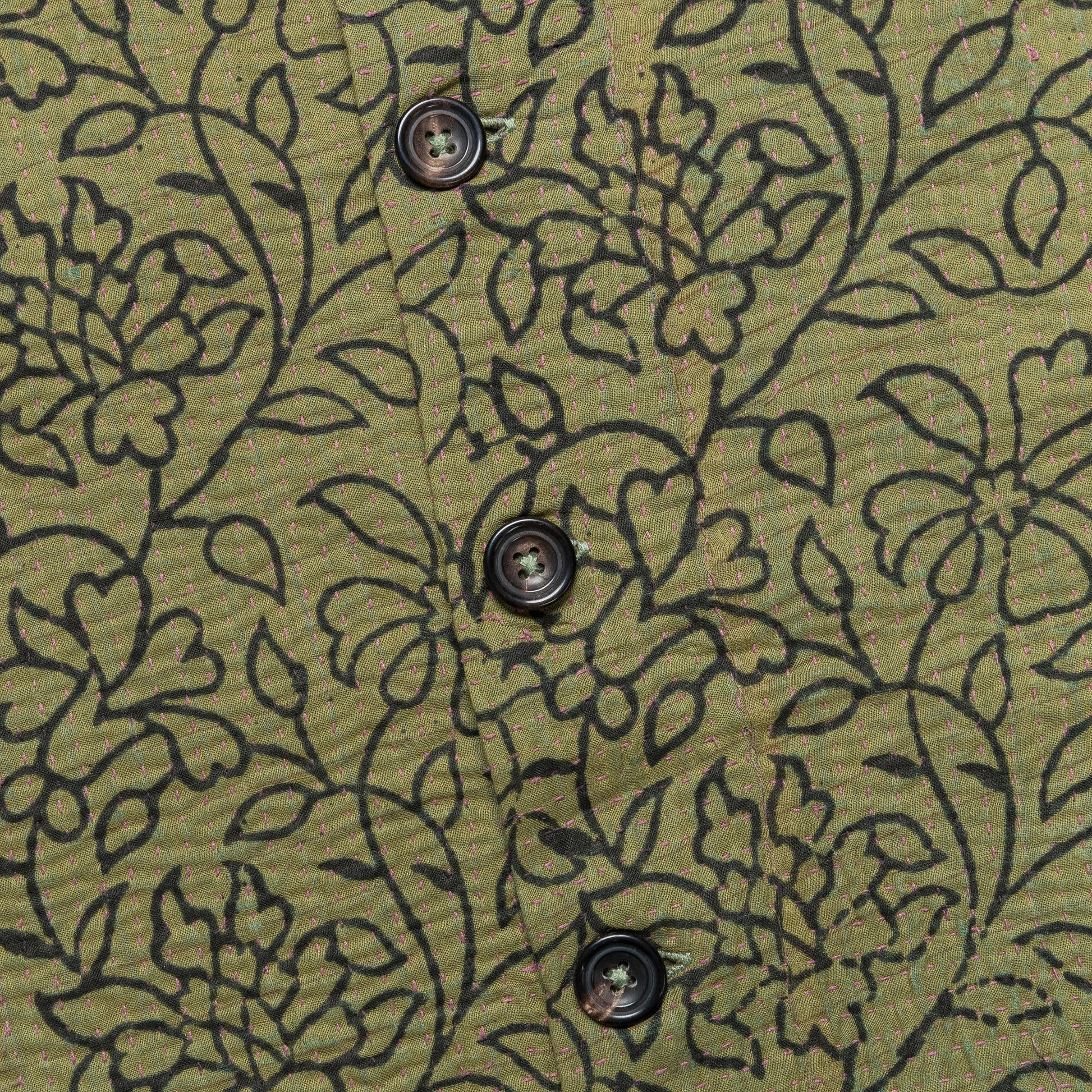 Vintage Kantha Jacket - Olive/Black Small