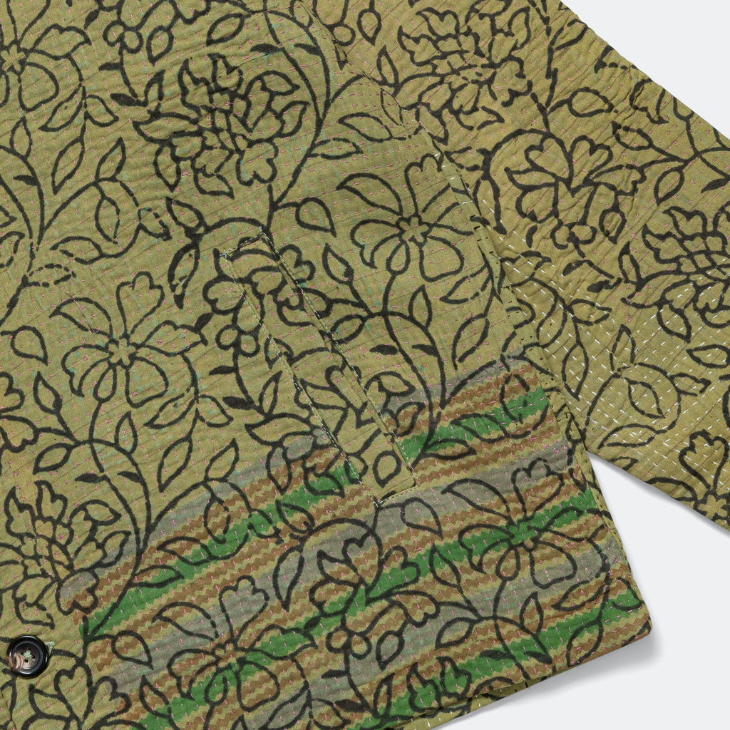 Vintage Kantha Jacket - Olive/Black Small