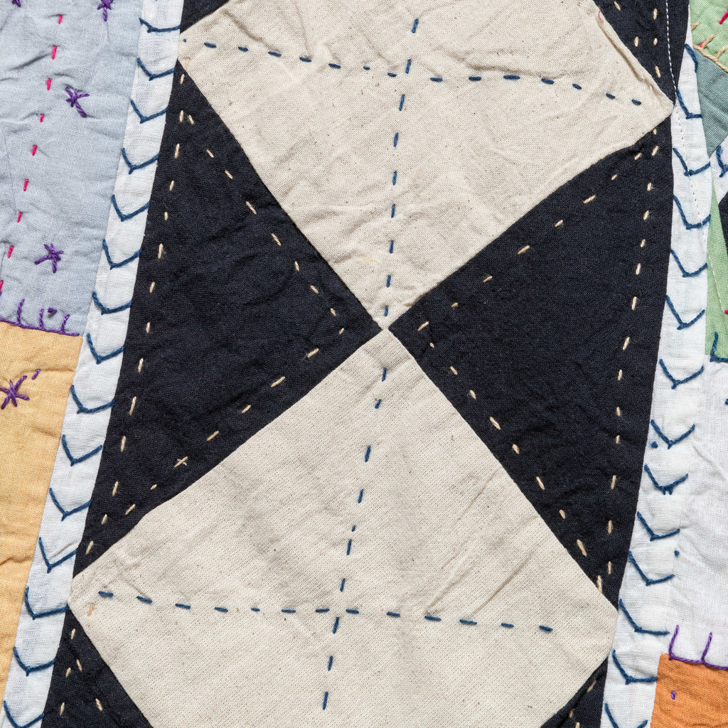 Zip Work Jacket Hand Quilted - White/Brown-Multicolour