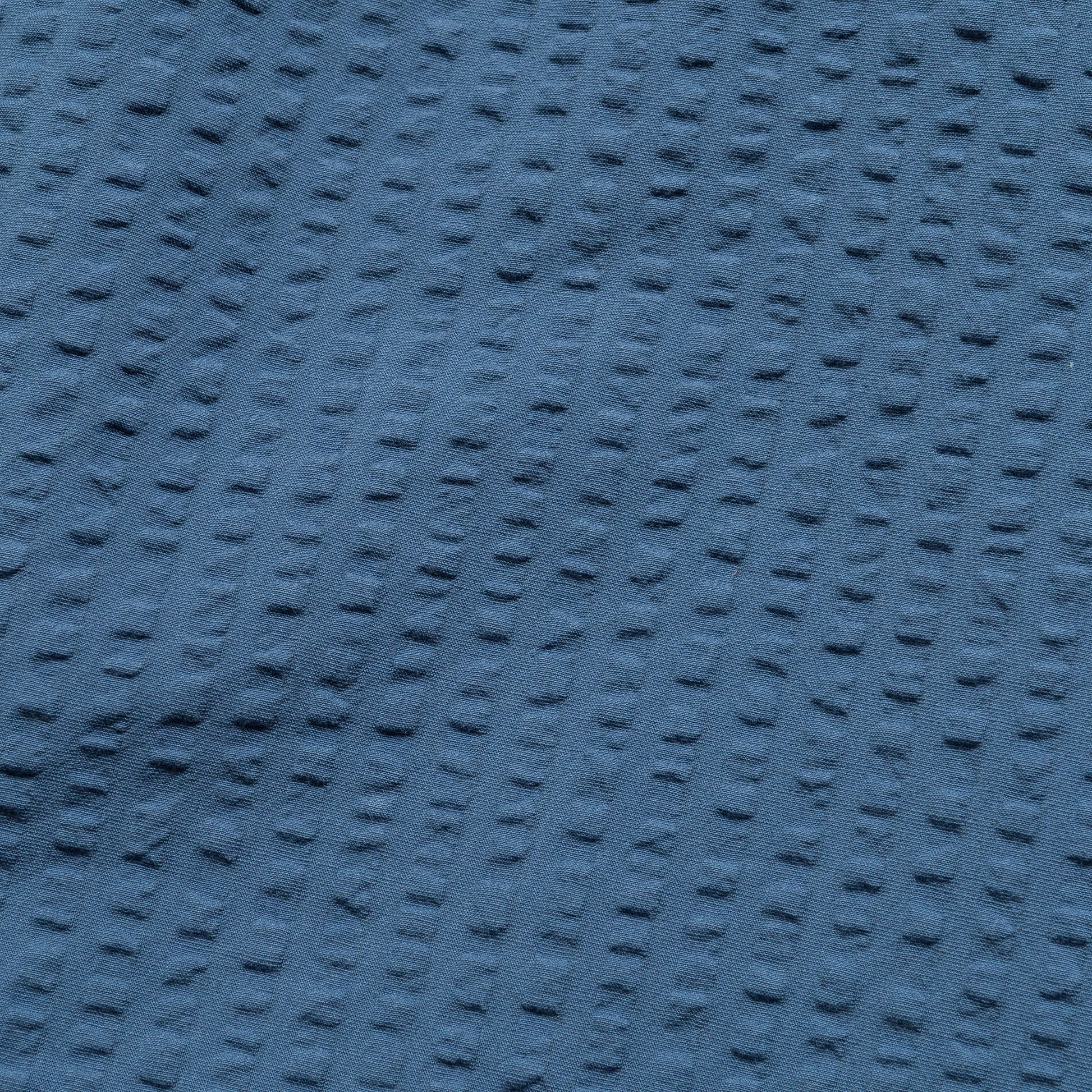 Wide Seersucker Button Up Shirt - Washed Blue