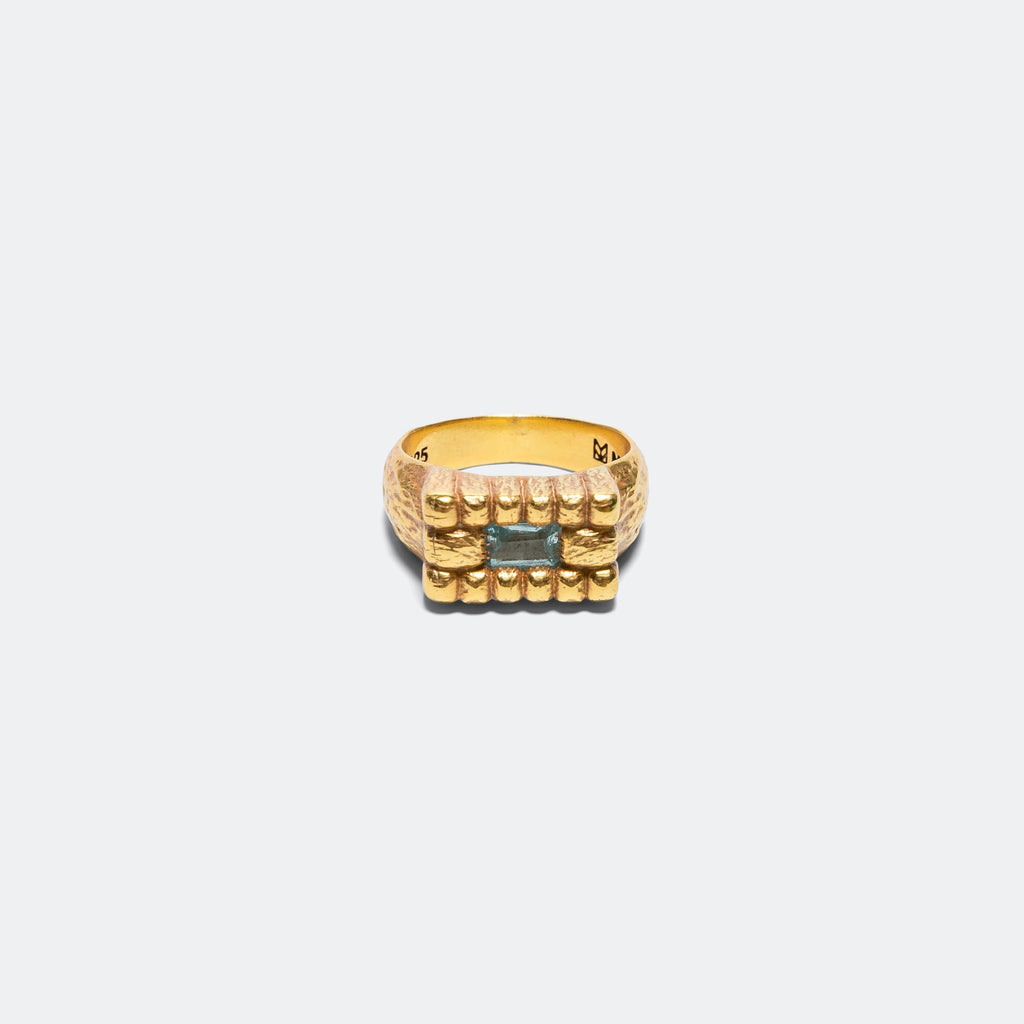 Lil Pool Signet - 14K Gold Plated/Aqua Marine