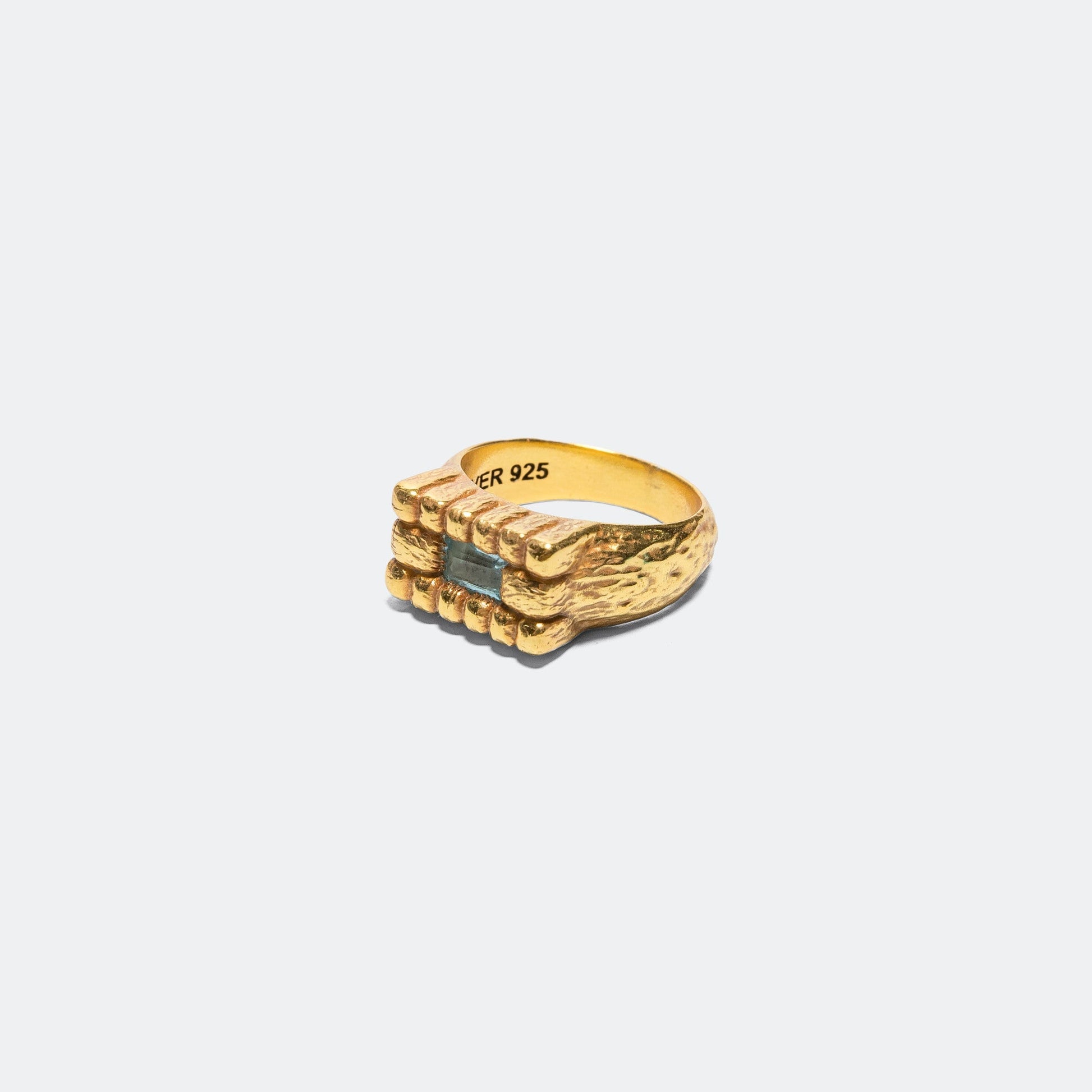 Lil Pool Signet - 14K Gold Plated/Aqua Marine