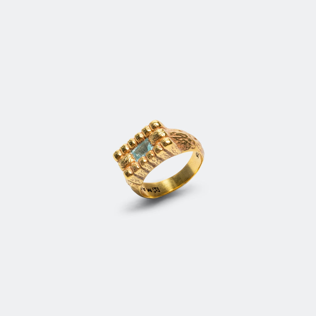 Lil Pool Signet - 14K Gold Plated/Aqua Marine