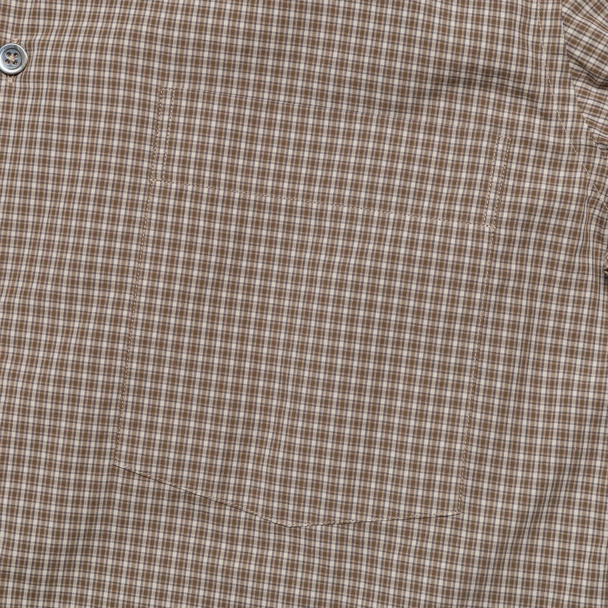 Basic Shirt - Small Check Cotton Poplin Stone/Khaki