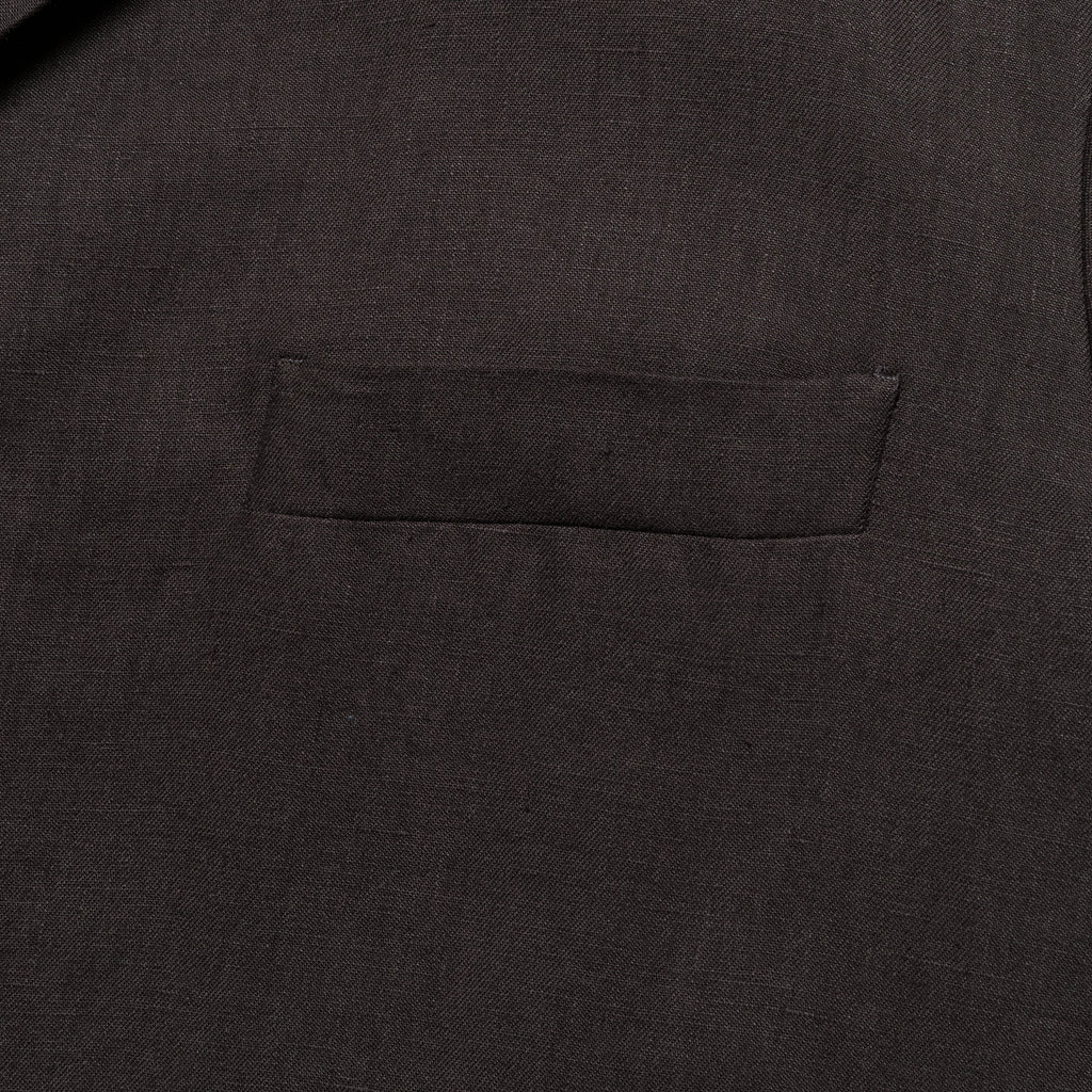 Boxy Blazer - Dark Brown Compact Linen Twill
