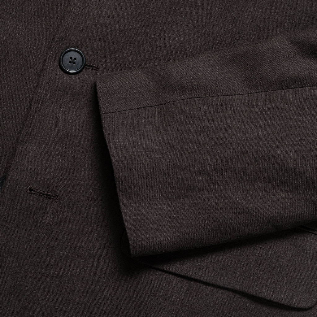 Boxy Blazer - Dark Brown Compact Linen Twill