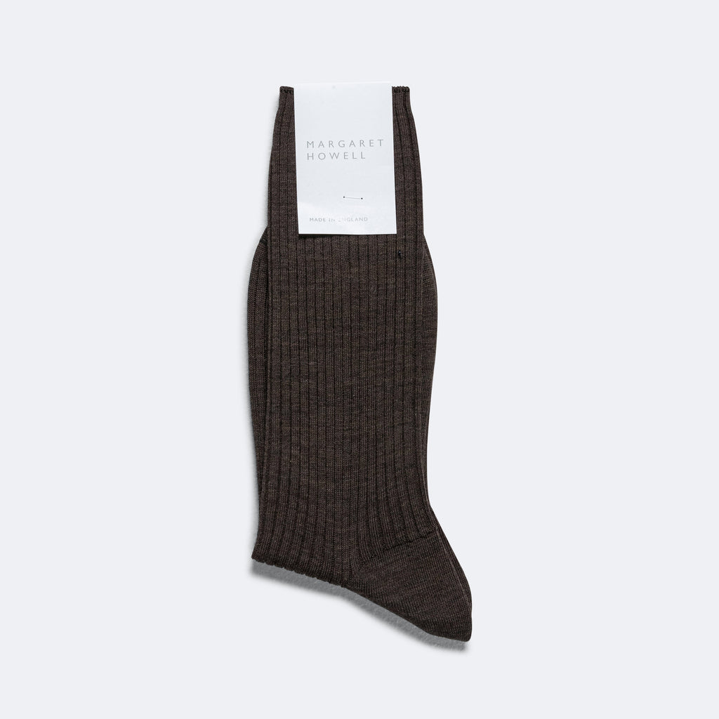 Full Rib Sock - Dark Brown Fine Merino