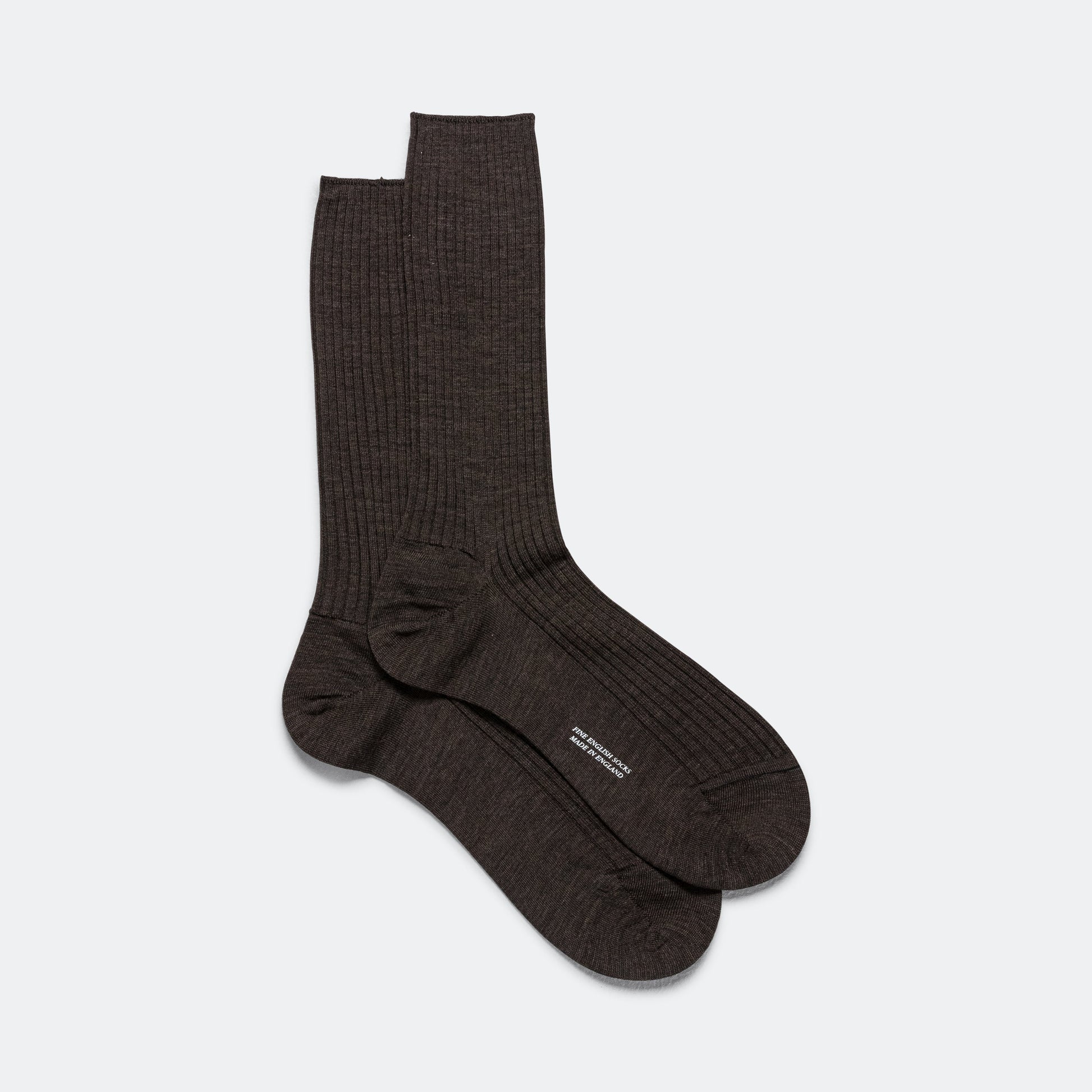 Full Rib Sock - Dark Brown Fine Merino