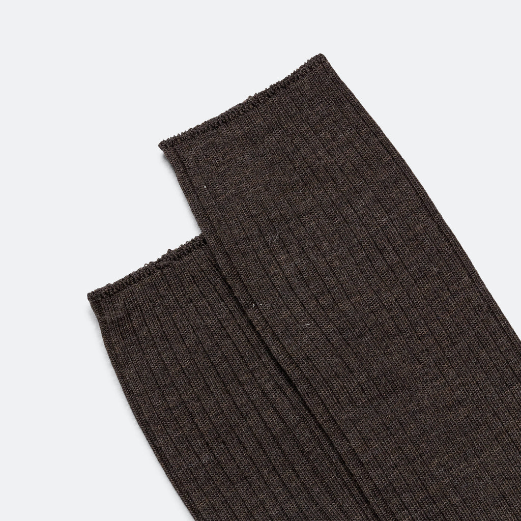 Full Rib Sock - Dark Brown Fine Merino