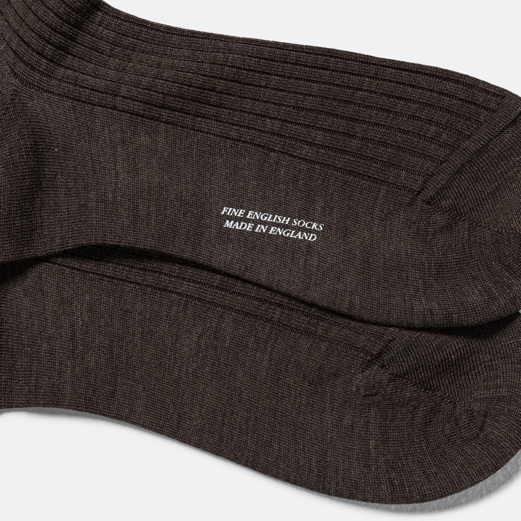 Full Rib Sock - Dark Brown Fine Merino