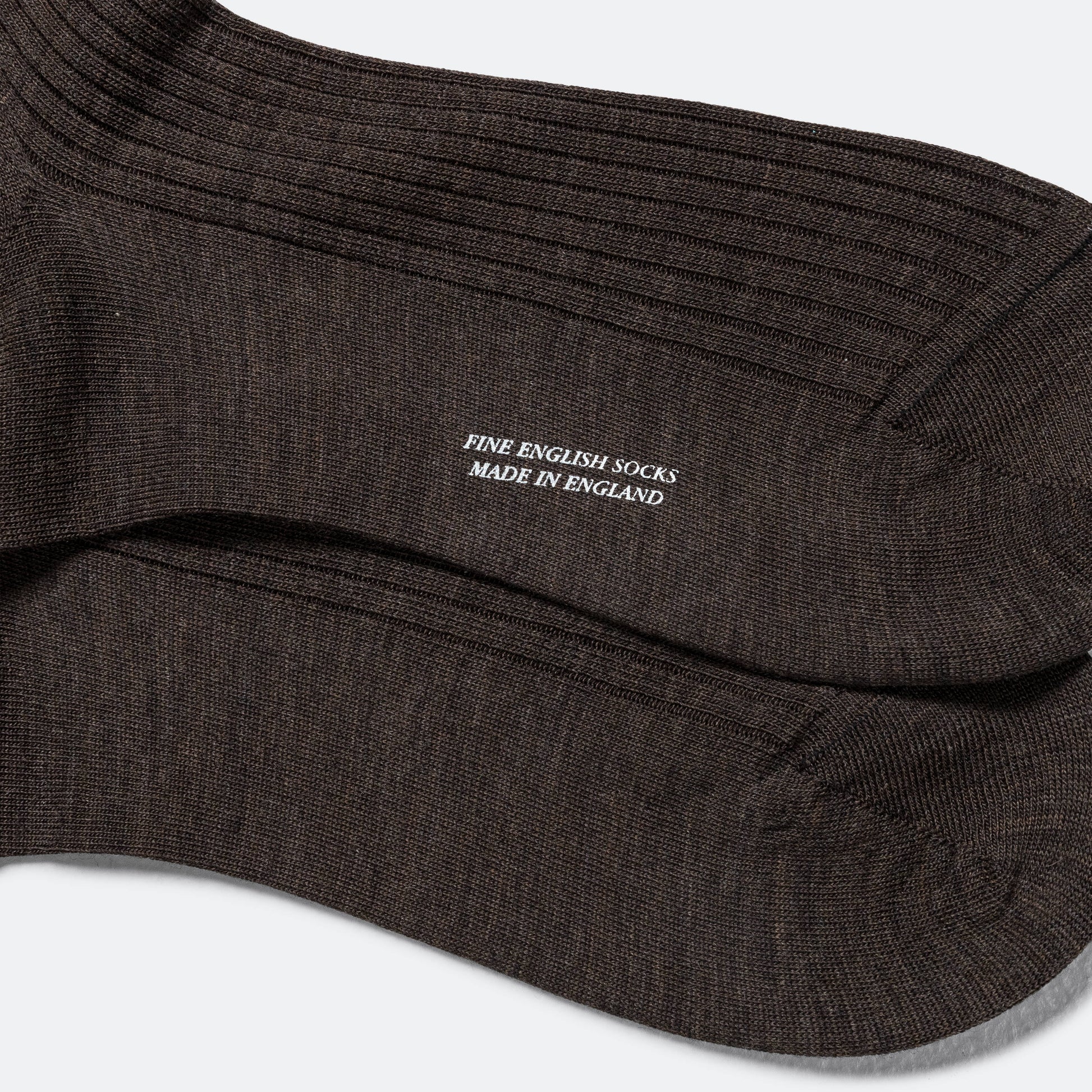 Full Rib Sock - Dark Brown Fine Merino