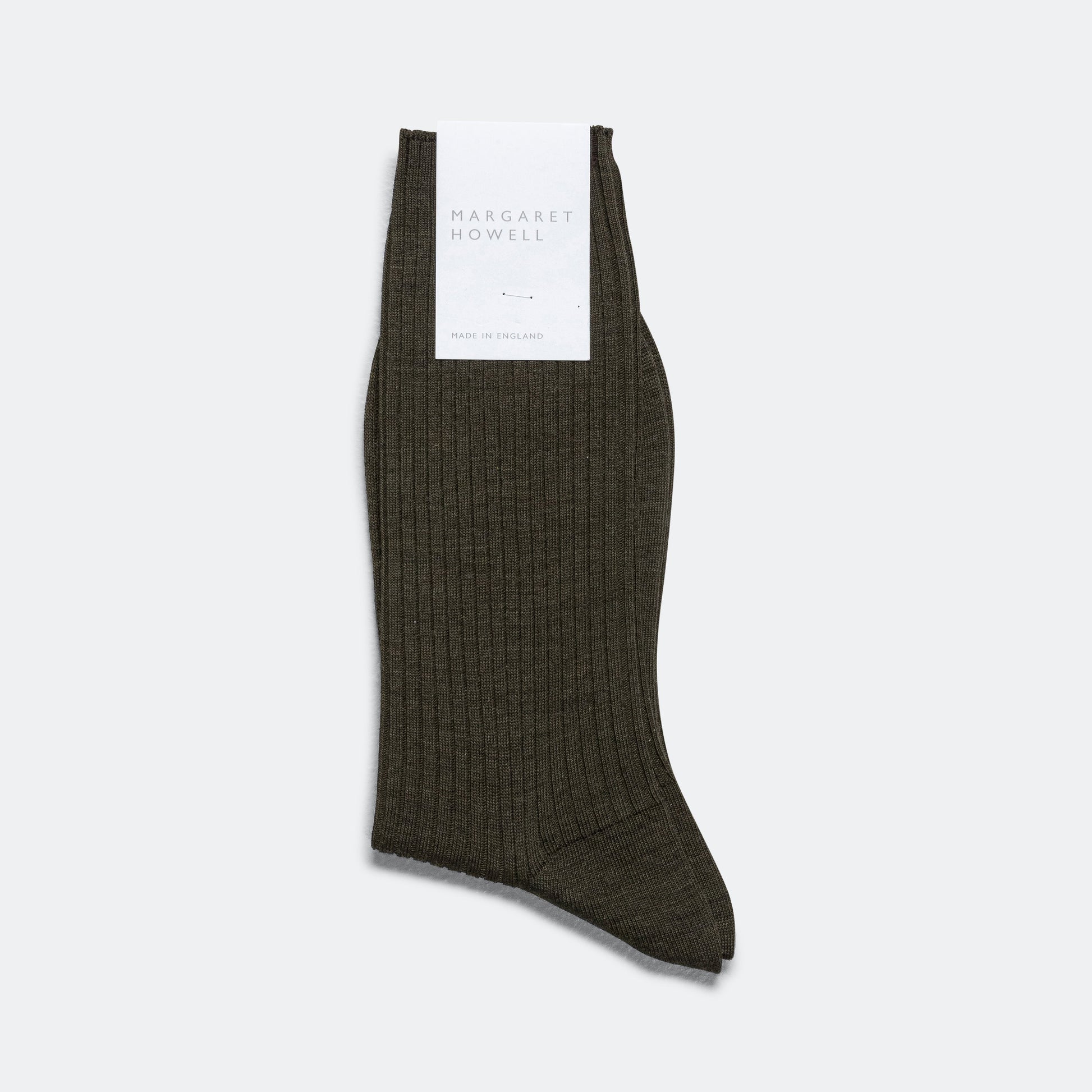 Full Rib Sock - Dark Olive Fine Merino