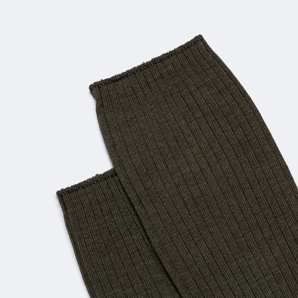 Full Rib Sock - Dark Olive Fine Merino
