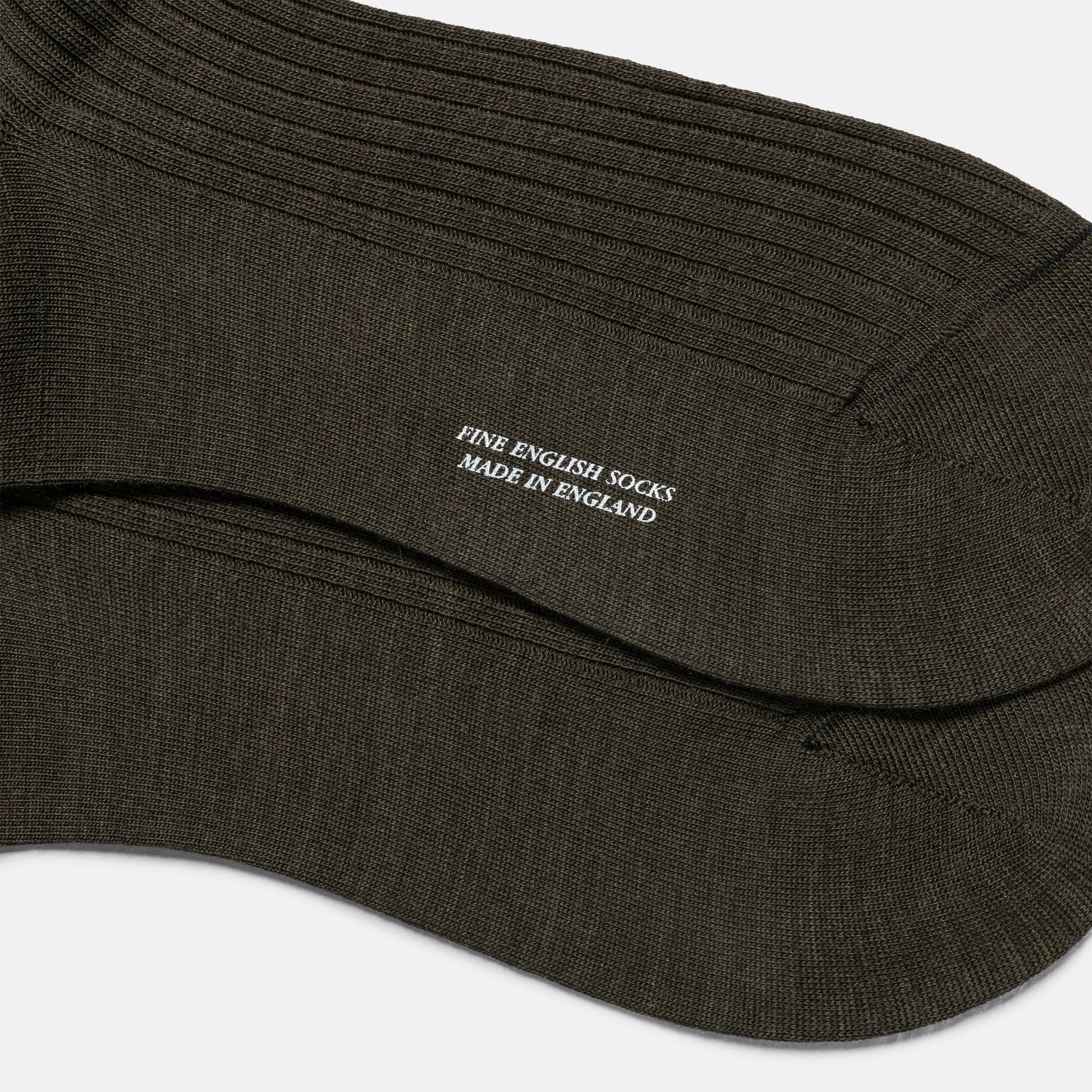 Full Rib Sock - Dark Olive Fine Merino