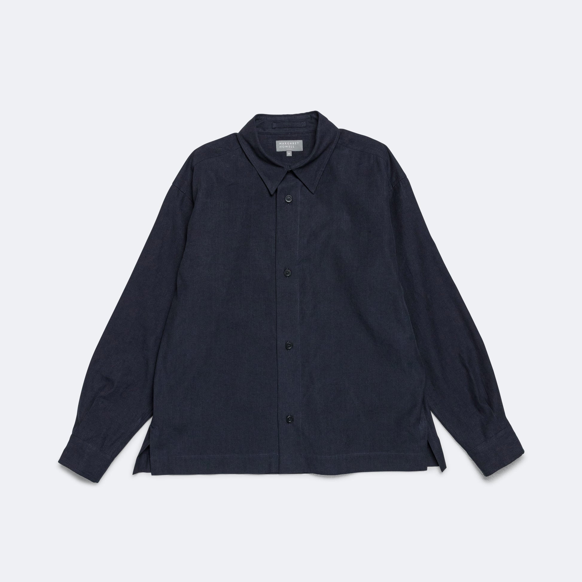 Minimal Boxy Shirt - Ink Heavy Cotton Linen Poplin