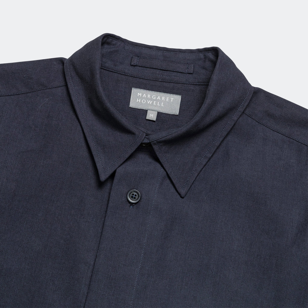 Minimal Boxy Shirt - Ink Heavy Cotton Linen Poplin