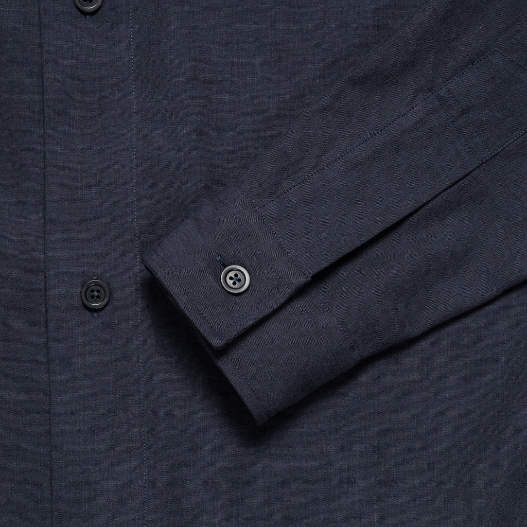Minimal Boxy Shirt - Ink Heavy Cotton Linen Poplin