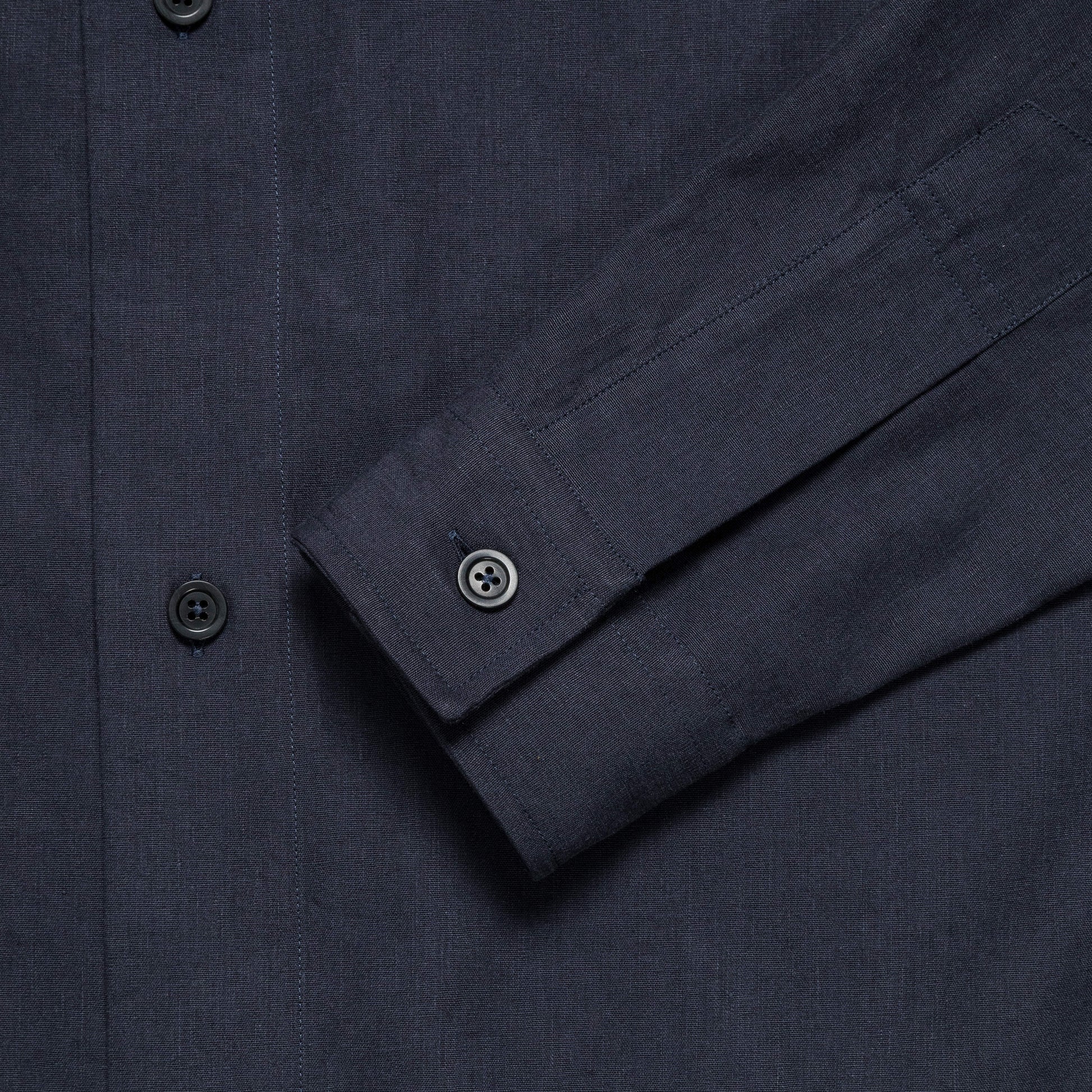 Minimal Boxy Shirt - Ink Heavy Cotton Linen Poplin