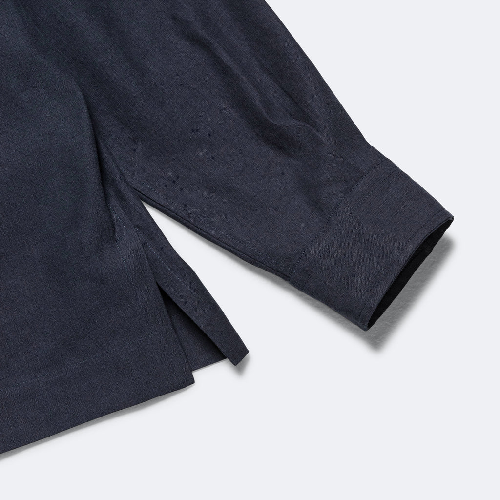 Minimal Boxy Shirt - Ink Heavy Cotton Linen Poplin