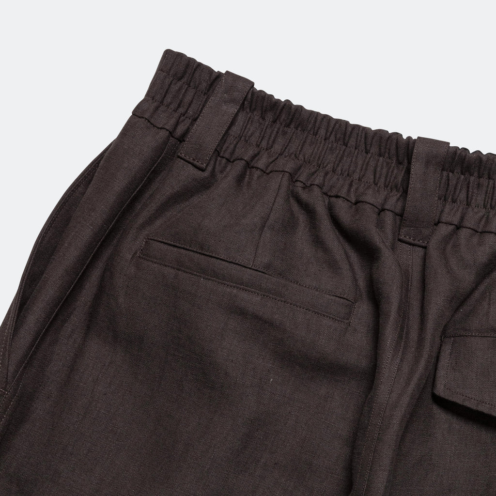 Relaxed Pleated Trouser - Dark Brown Compact Linen Twill