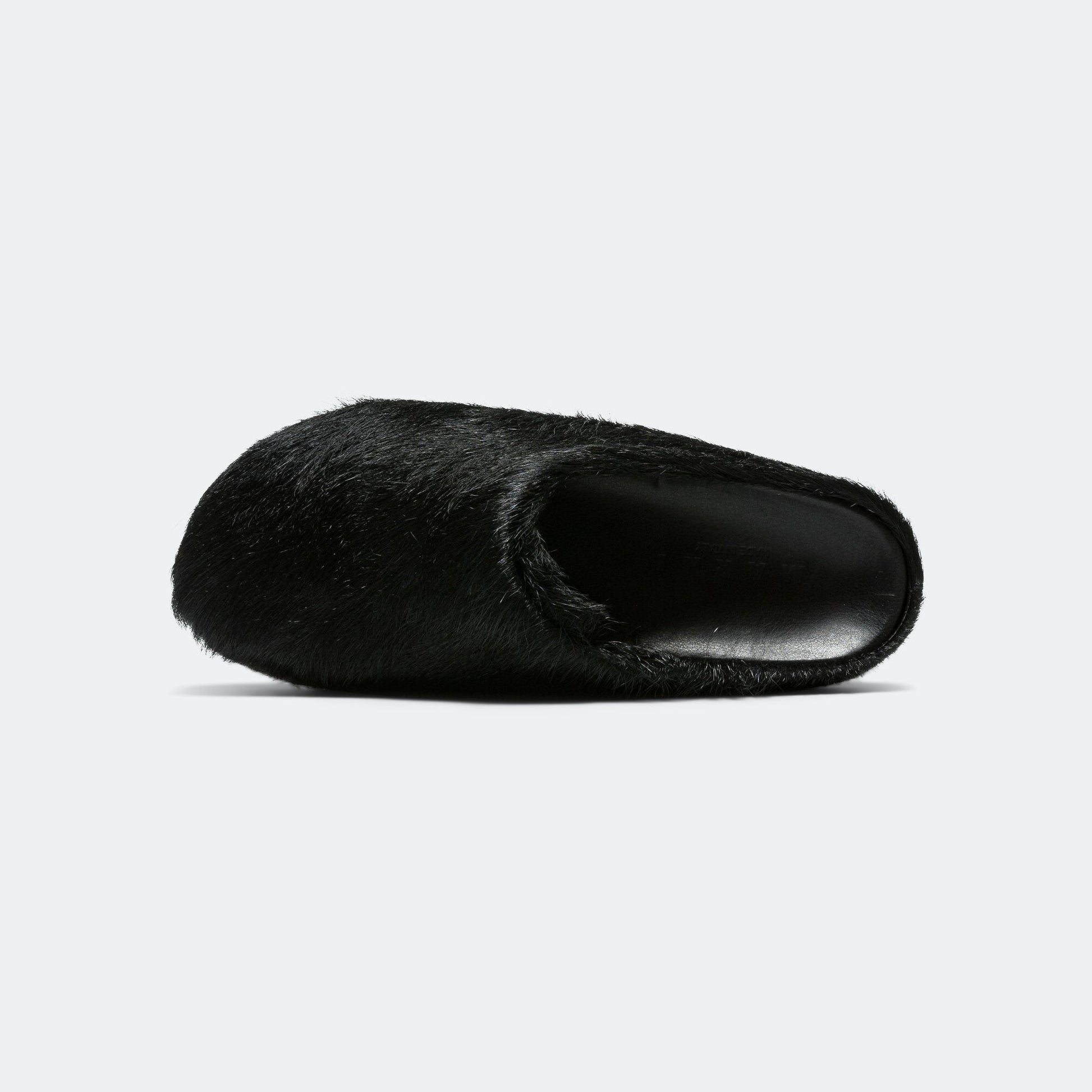 Long Hair Calfskin Fussbett Sabot - Black