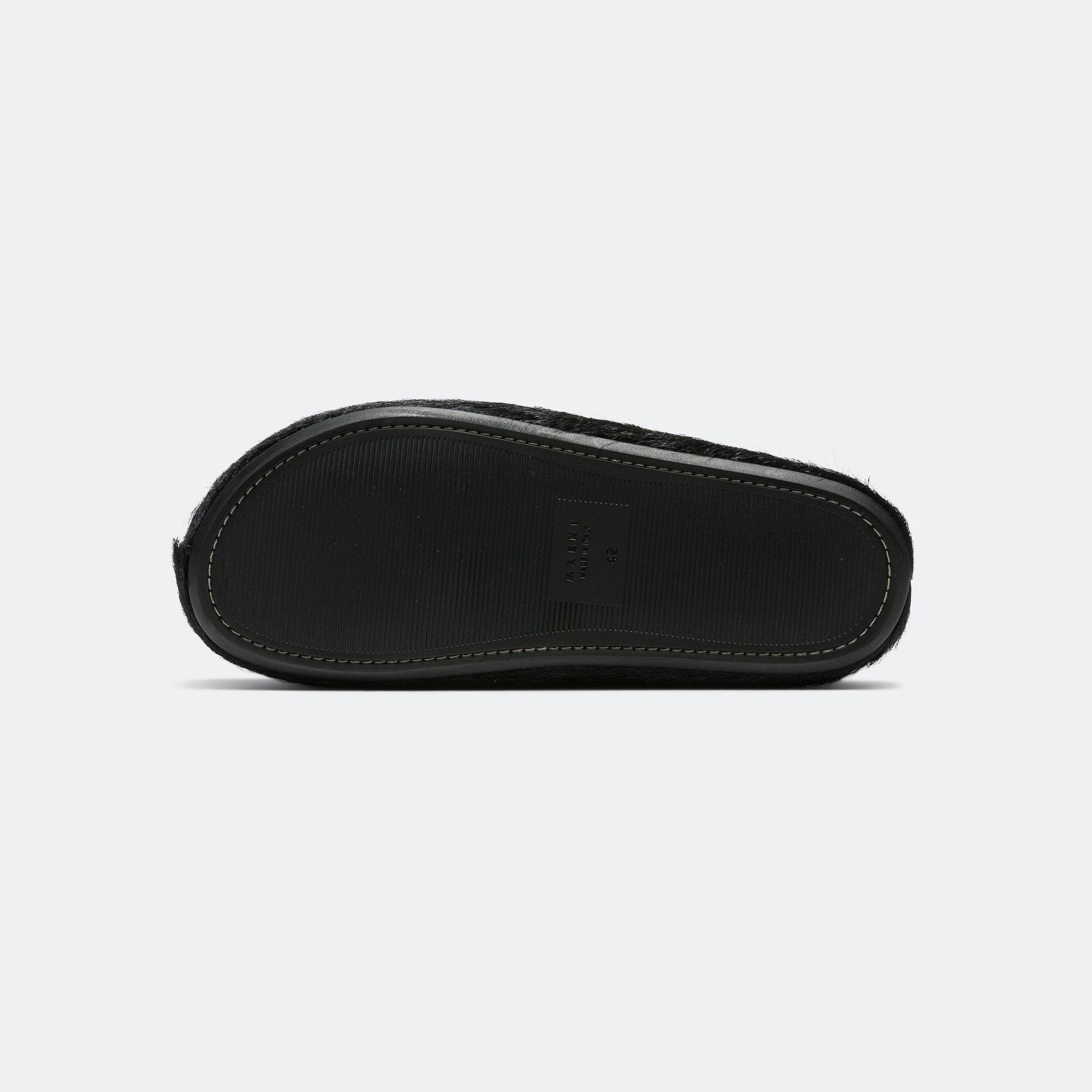 Long Hair Calfskin Fussbett Sabot - Black