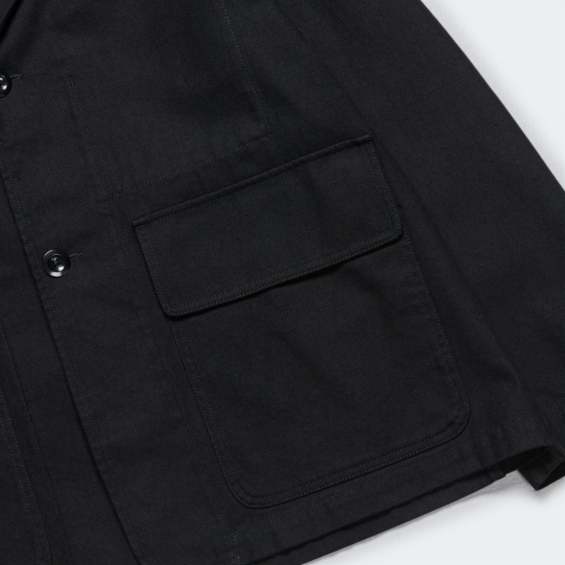 Flap Pocket Blazer - Cotton Wool Drill Off Black