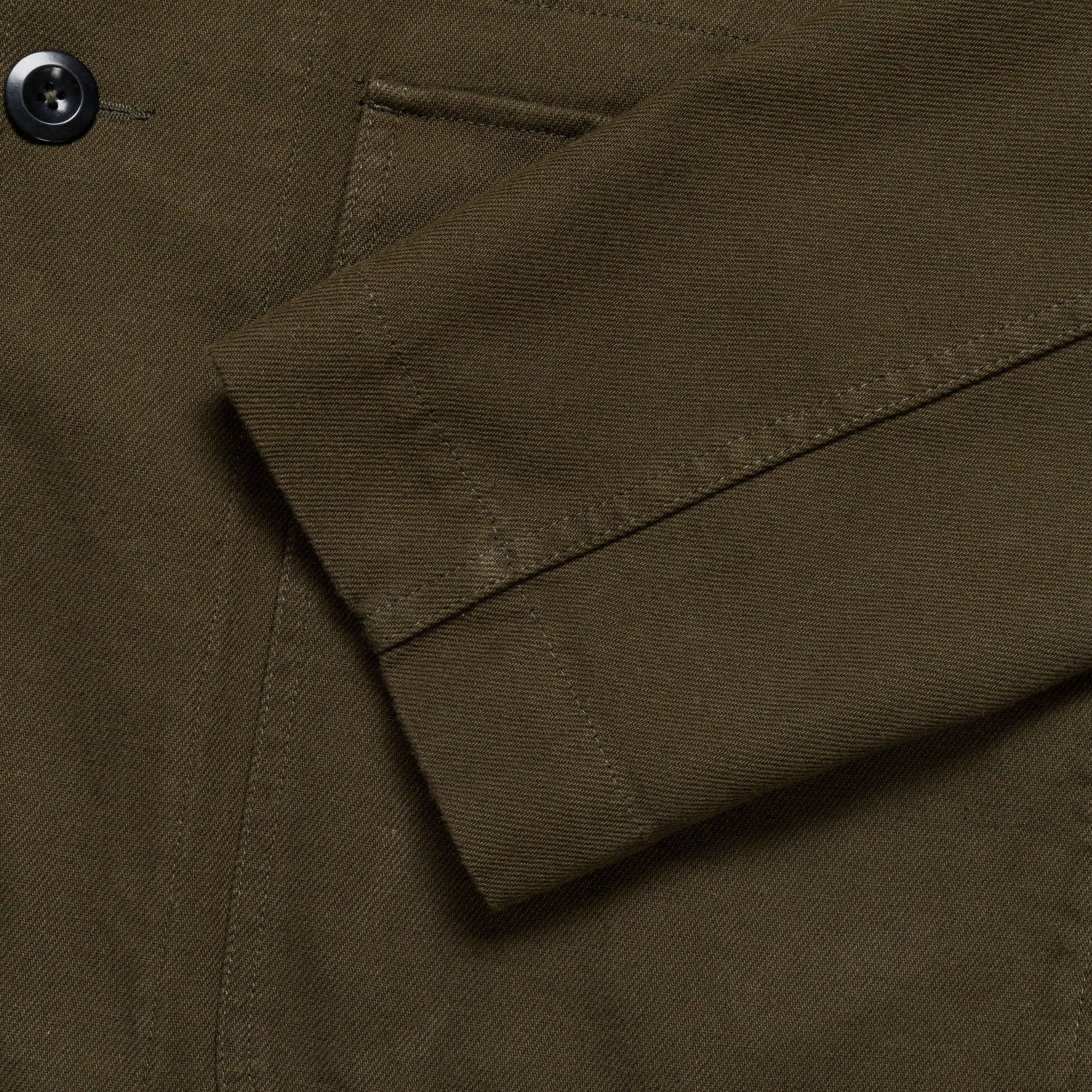 Flap Pocket Blazer - Cotton Wool Drill Moss