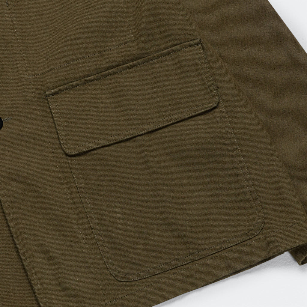 Flap Pocket Blazer - Cotton Wool Drill Moss
