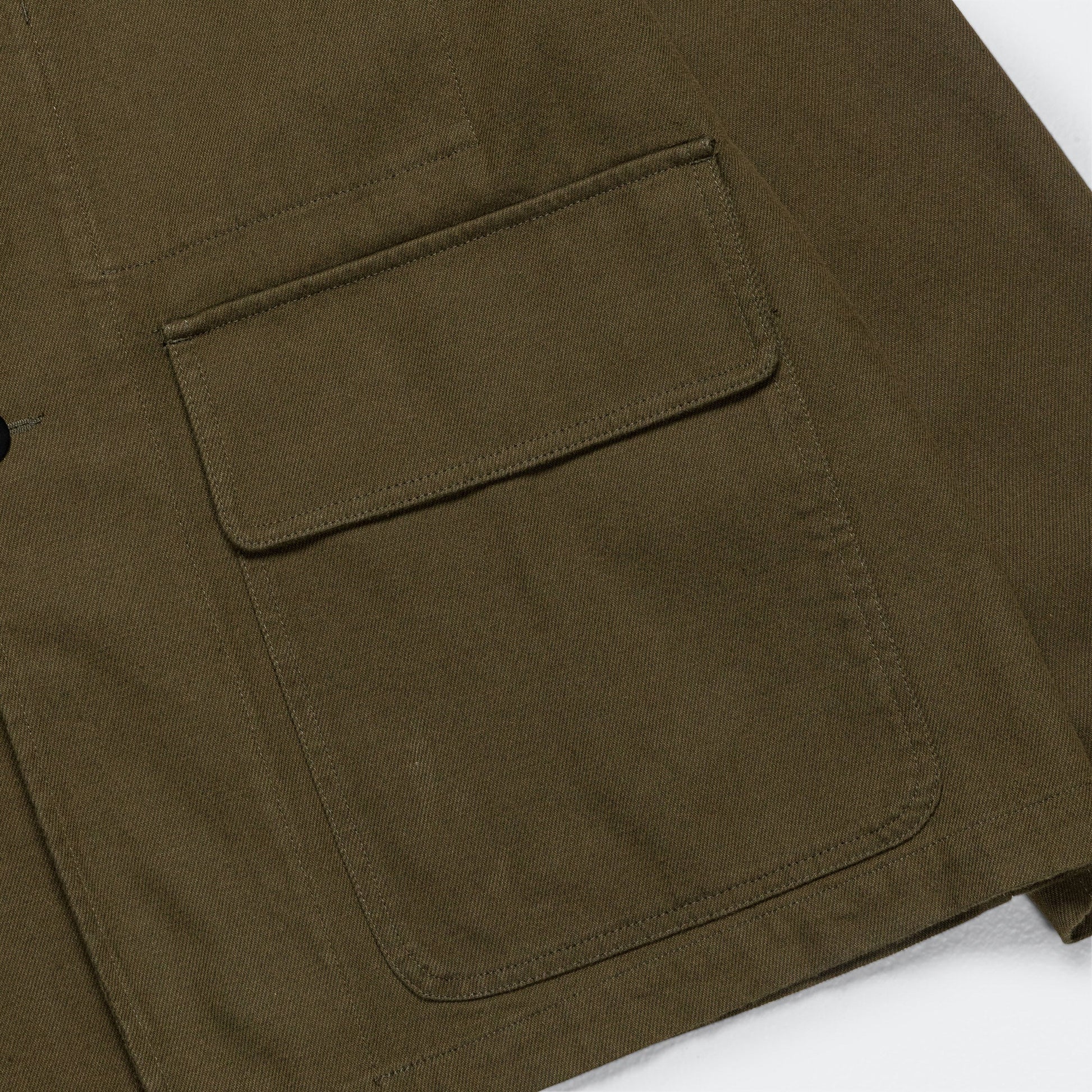 Flap Pocket Blazer - Cotton Wool Drill Moss