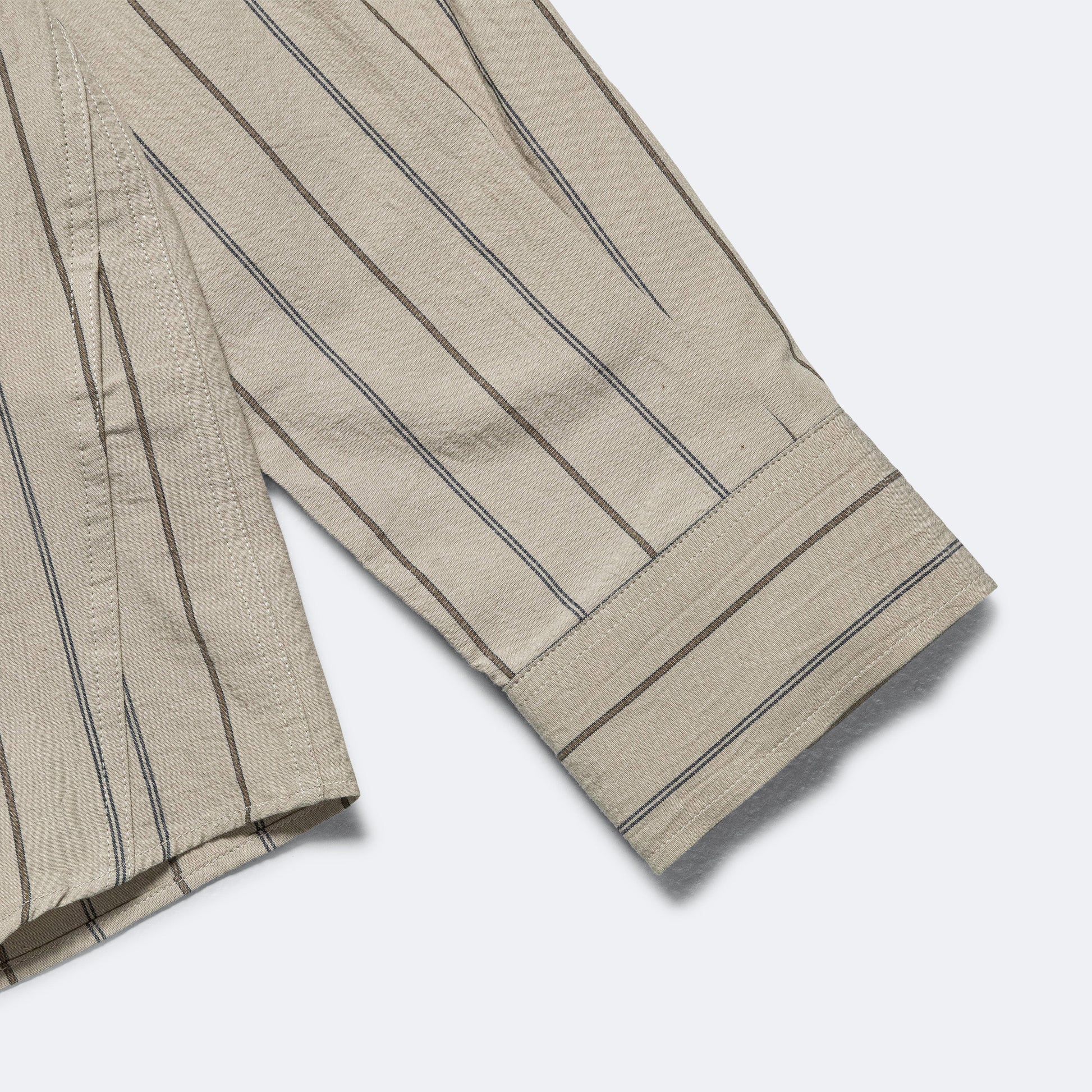 Overall Shirt - Stone/Navy Wide Stripe Cotton Linen