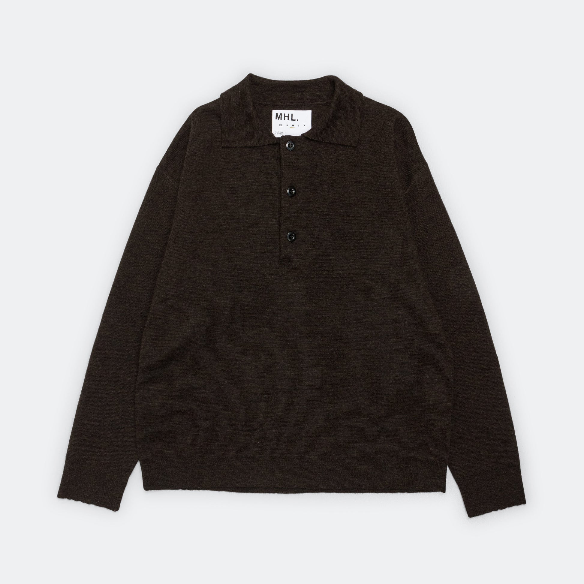Oversized Knitted Polo - Ebony Dry Wool