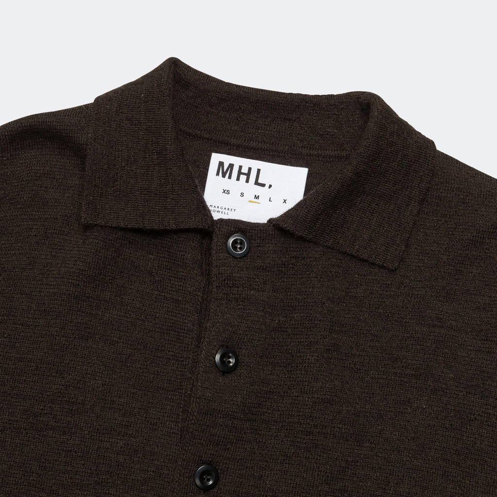 Oversized Knitted Polo - Ebony Dry Wool