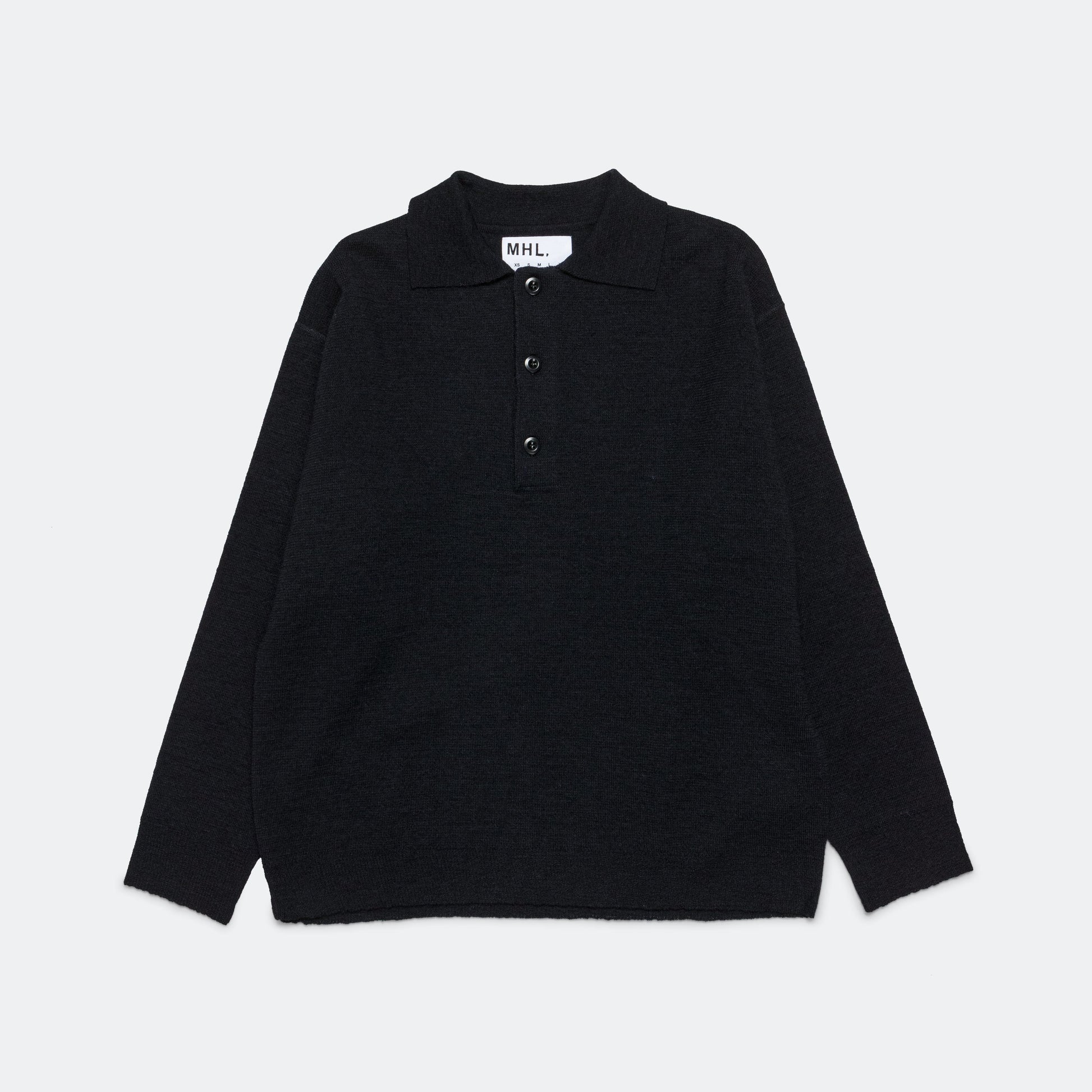 Oversized Knitted Polo - Ink Dry Wool