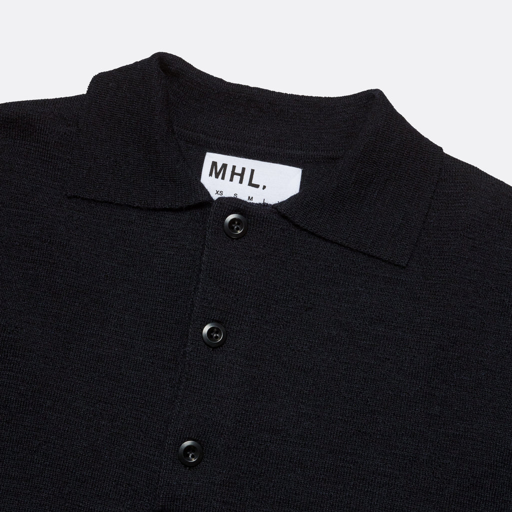 Oversized Knitted Polo - Ink Dry Wool