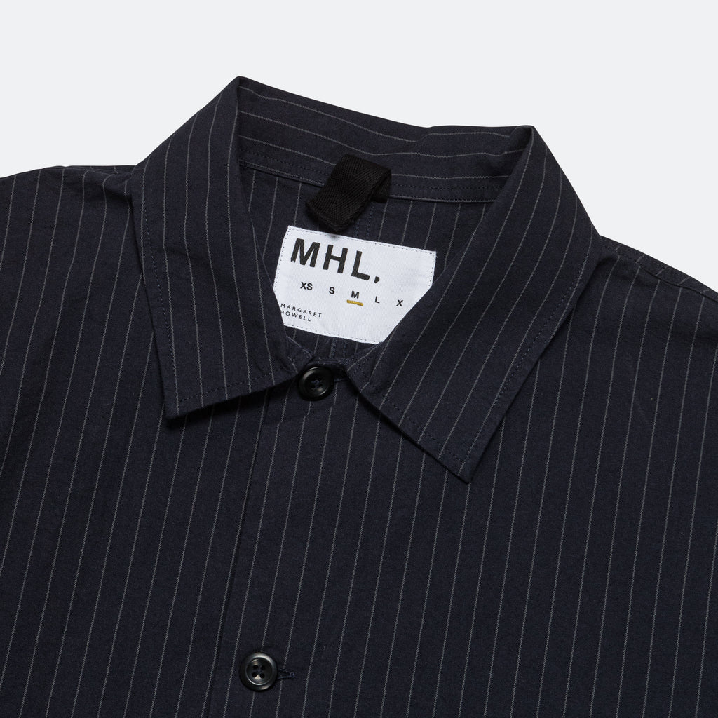 Simple Shirt -  Navy/Grey Thin Stripe Cotton