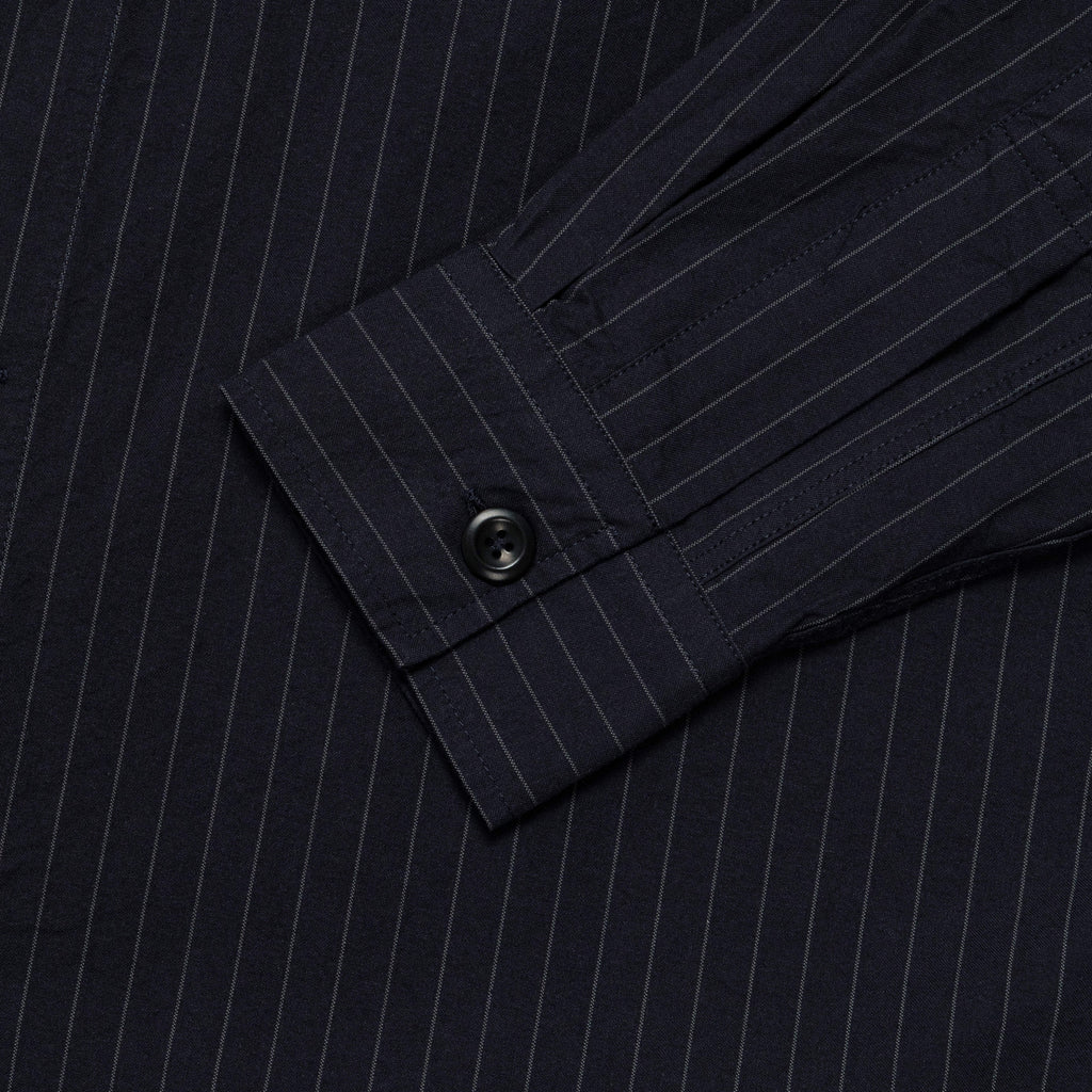 Simple Shirt -  Navy/Grey Thin Stripe Cotton