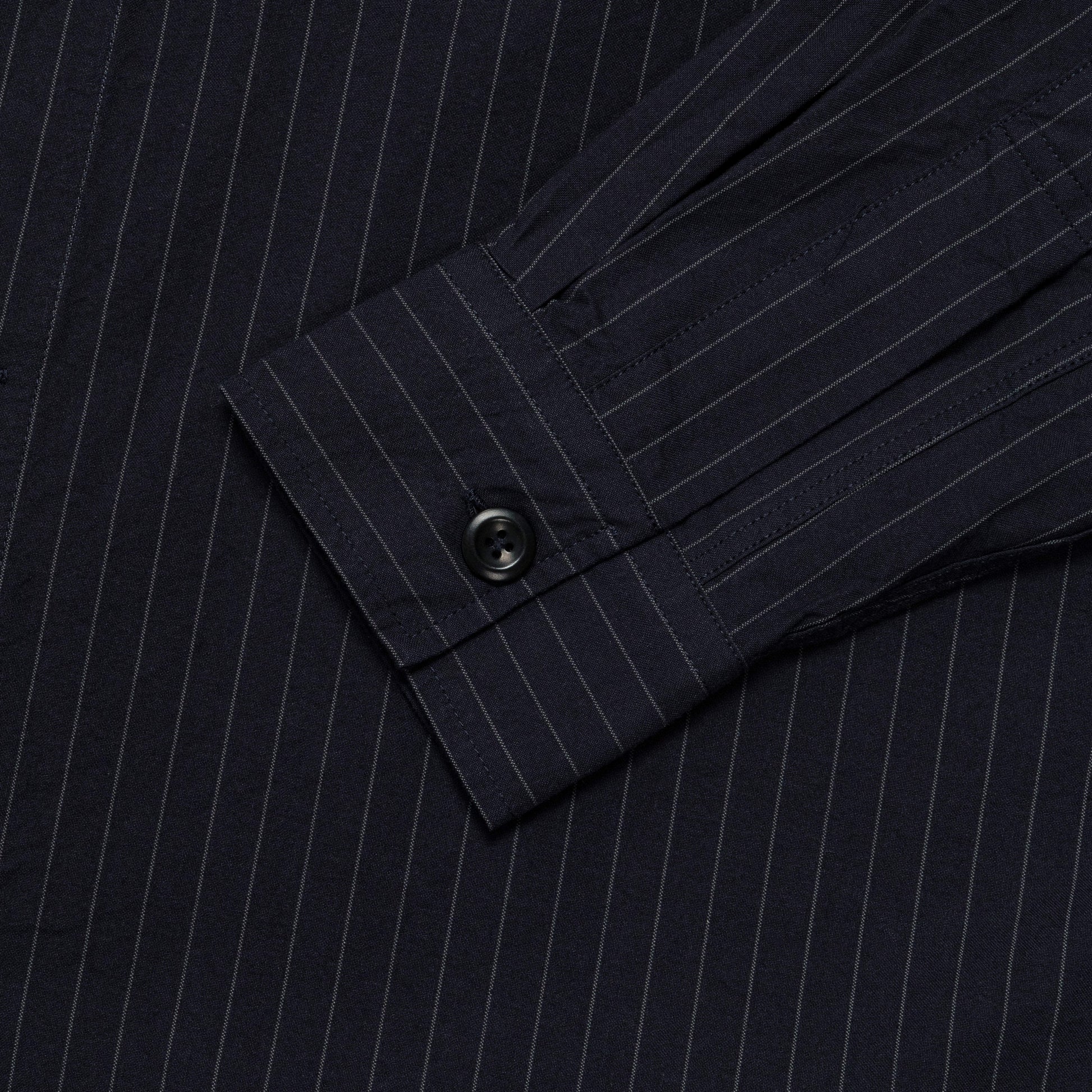 Simple Shirt -  Navy/Grey Thin Stripe Cotton