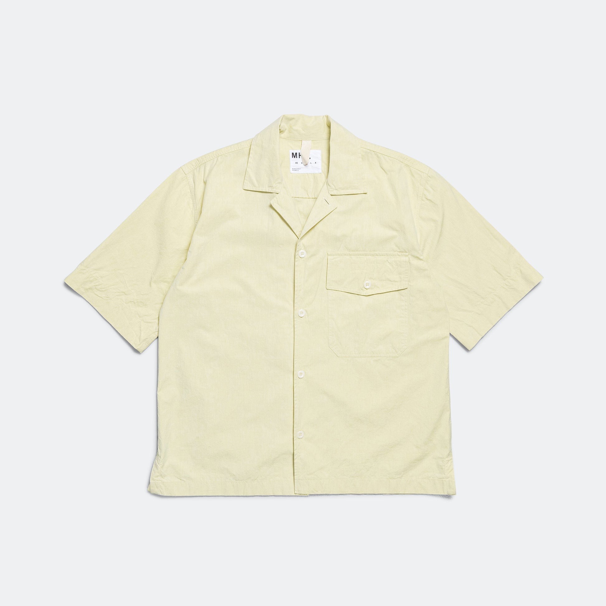 S/S Flap Pocket Shirt - Pale Yellow Yarn Dye Cotton Canvas (LCP)