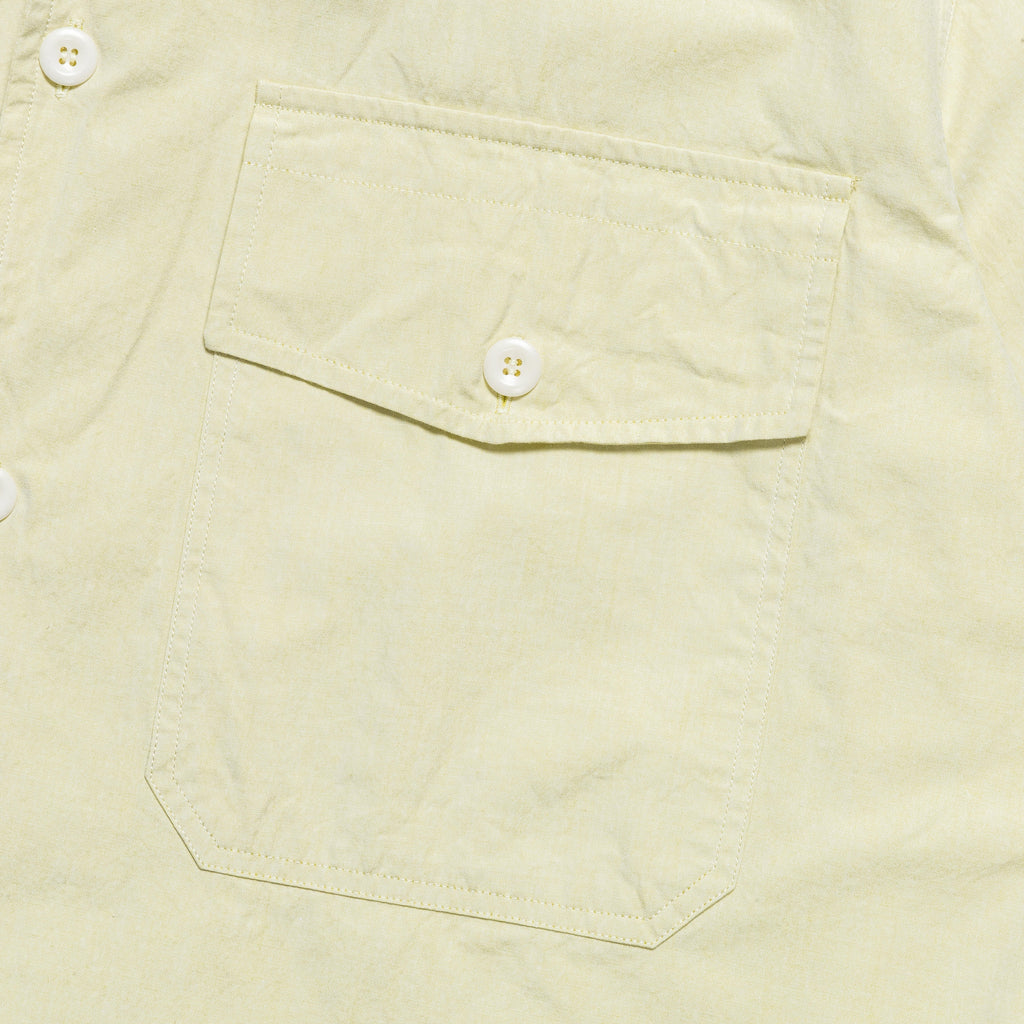 S/S Flap Pocket Shirt - Pale Yellow Yarn Dye Cotton Canvas (LCP)