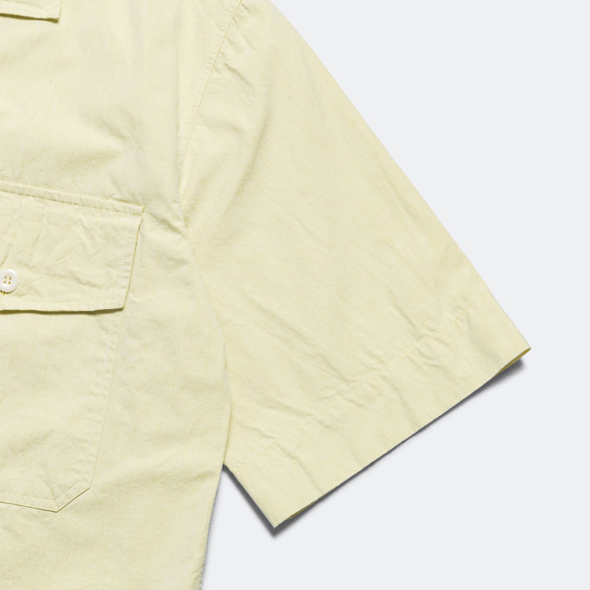 S/S Flap Pocket Shirt - Pale Yellow Yarn Dye Cotton Canvas (LCP)