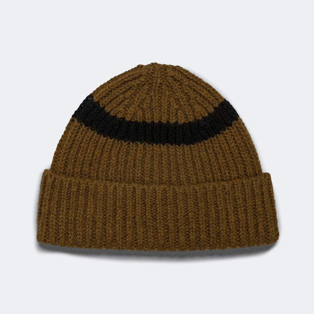 Two Colour Beanie - Mustard/Black British Merino