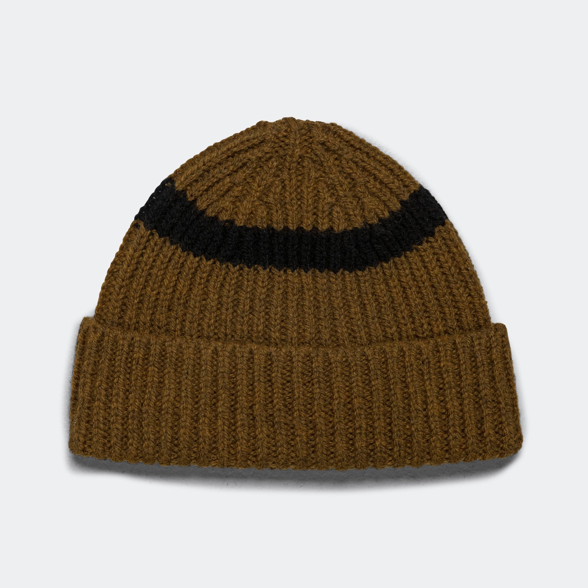 Two Colour Beanie - Mustard/Black British Merino