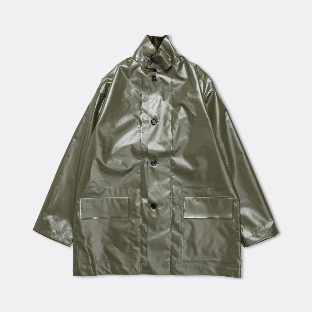 Welded Mac Coat - Army Green PVC Coating