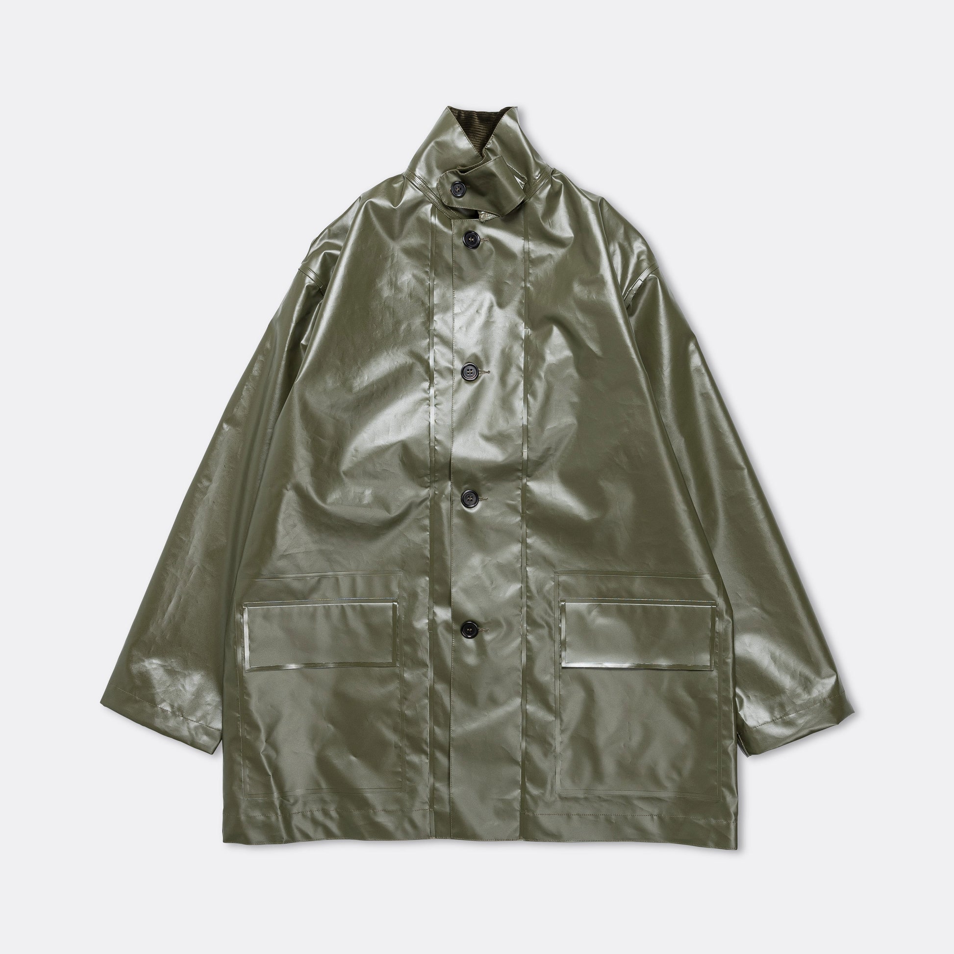 Welded Mac Coat - Army Green PVC Coating
