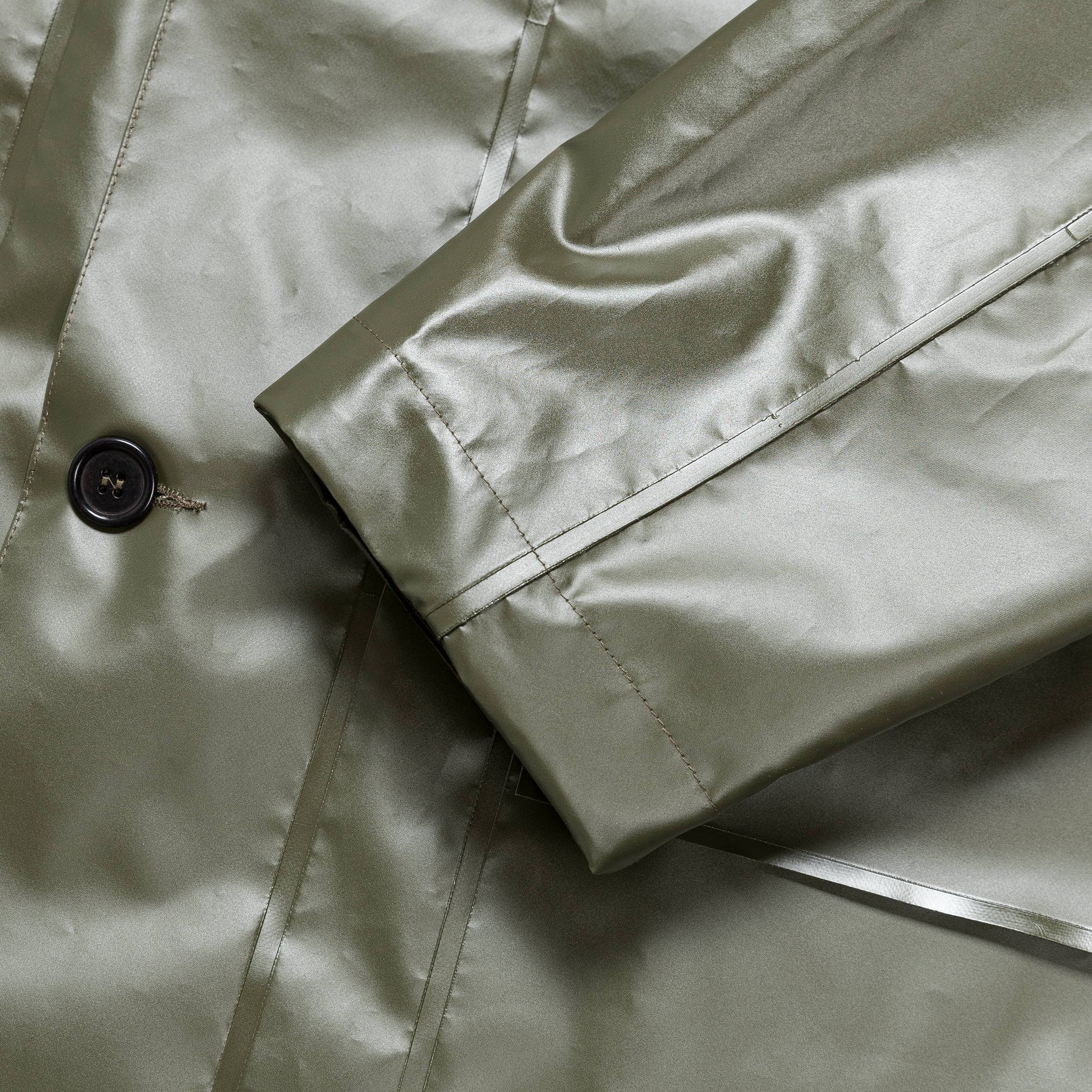 Welded Mac Coat - Army Green PVC Coating