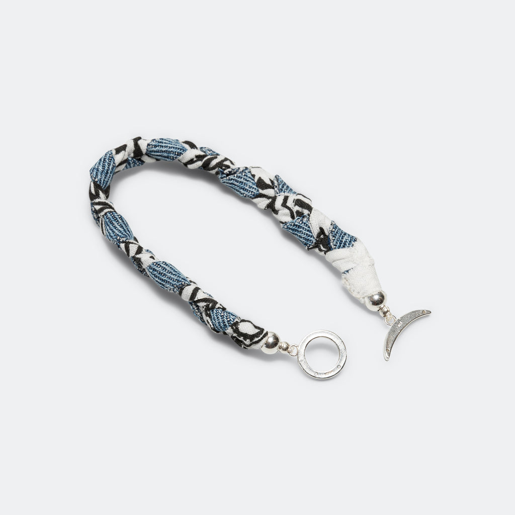 Vintage Denim/Bandana Bracelet - White